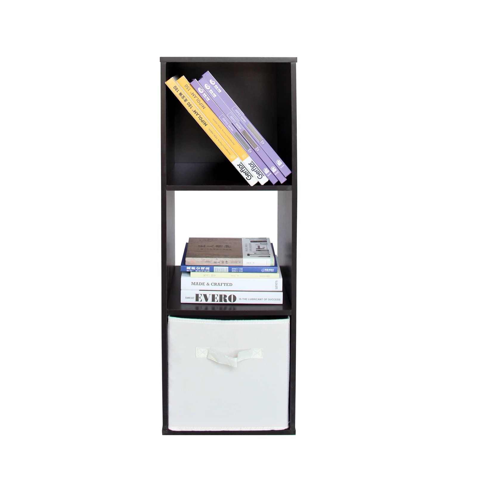 PACHIRA 3-Cube Wooden Storage Organizer - Bookshelf, Closet Cabinet, DVD Rack & File Organizer (28.5cm Each Cube, Dark Brown) - Perfect for Living Room, Bedroom & Study Organization