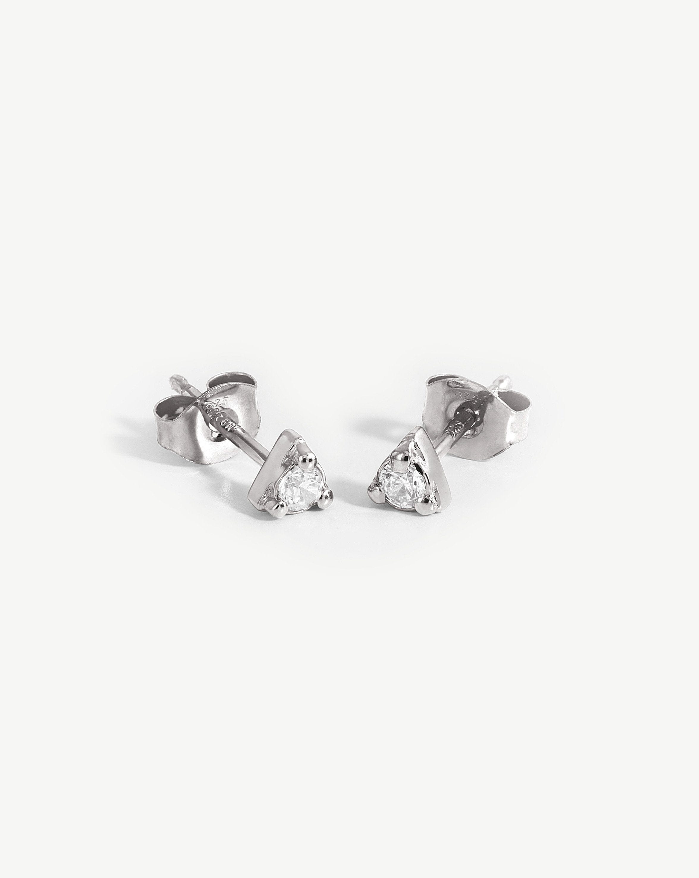 Prism Stud Earrings - Sterling Silver Cubic Zirconia Earrings for Women | Hypoallergenic Elegant Jewelry Gift for Birthday, Anniversary & Everyday Wear