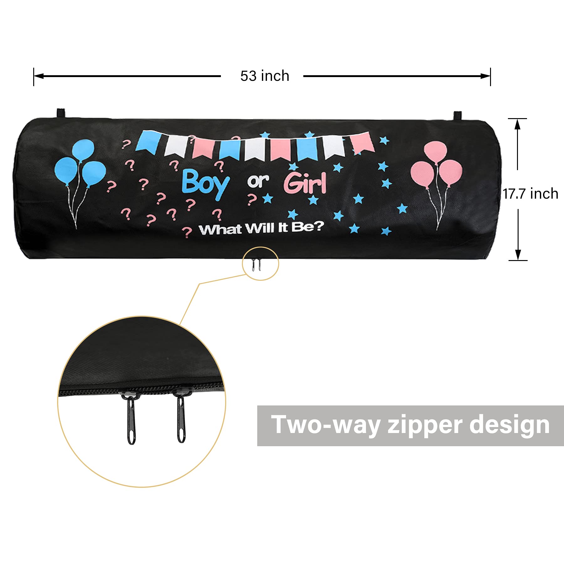 Tenshun Gender Reveal Party Kit - 1 Balloon Drop Bag, 40 Pink & Blue Balloons, Confetti, Air Pump, Ribbons & Hooks for Baby Shower, Gender Announcement Celebration - Perfect for Indoor & Outdoor Parties
