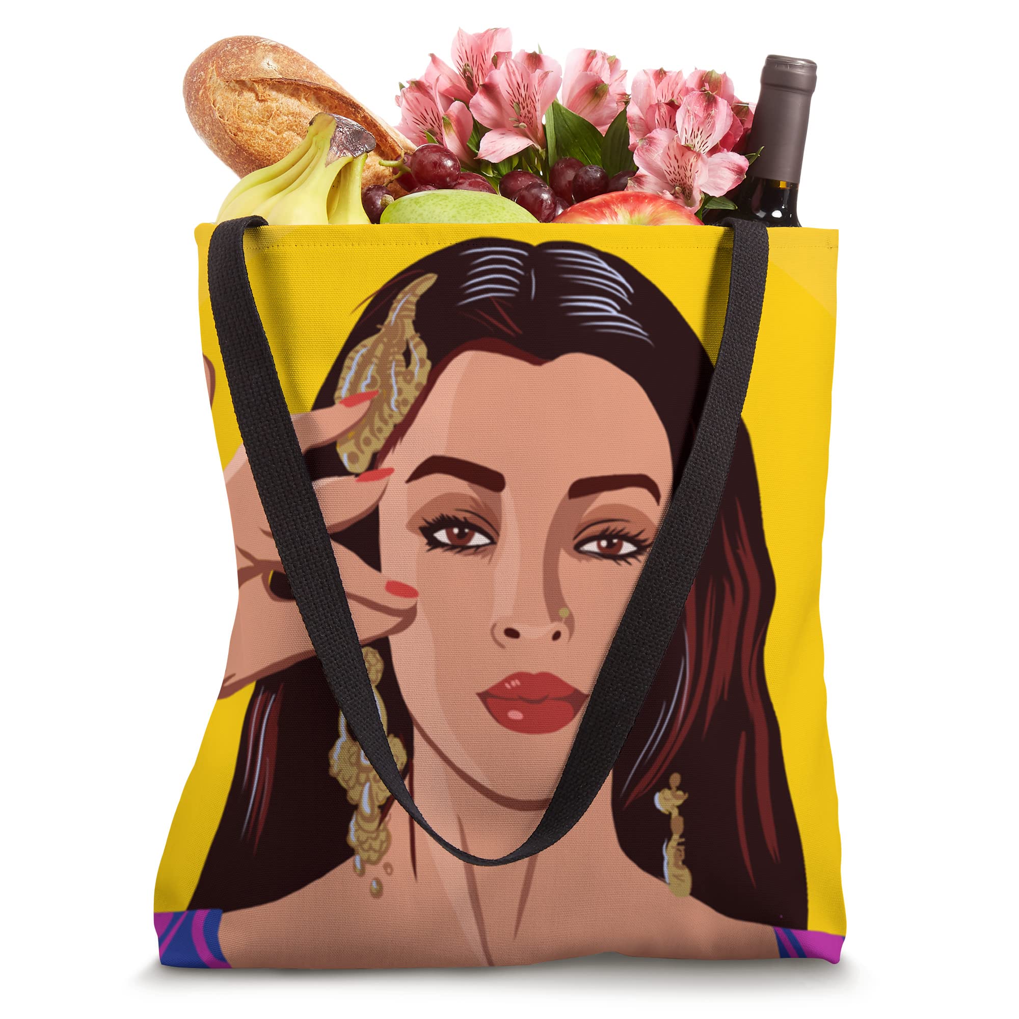Stylish Kajra Re Tote Bag for Women - Fashionable & Durable Cotton Shoulder Bag - Perfect for Shopping, Beach, Work & Travel Accessories