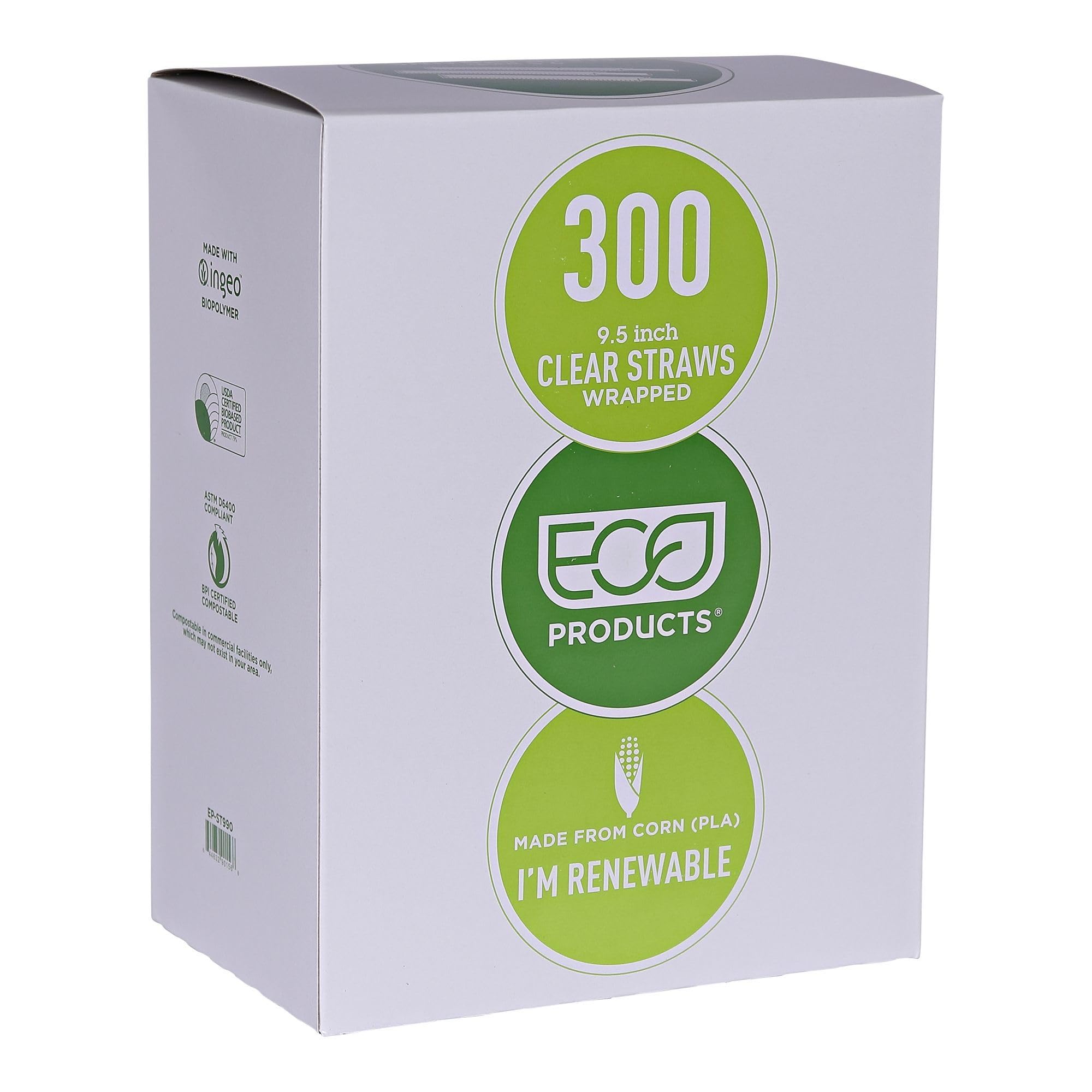 Eco-Friendly Compostable PLA Plastic Straws - 9.5