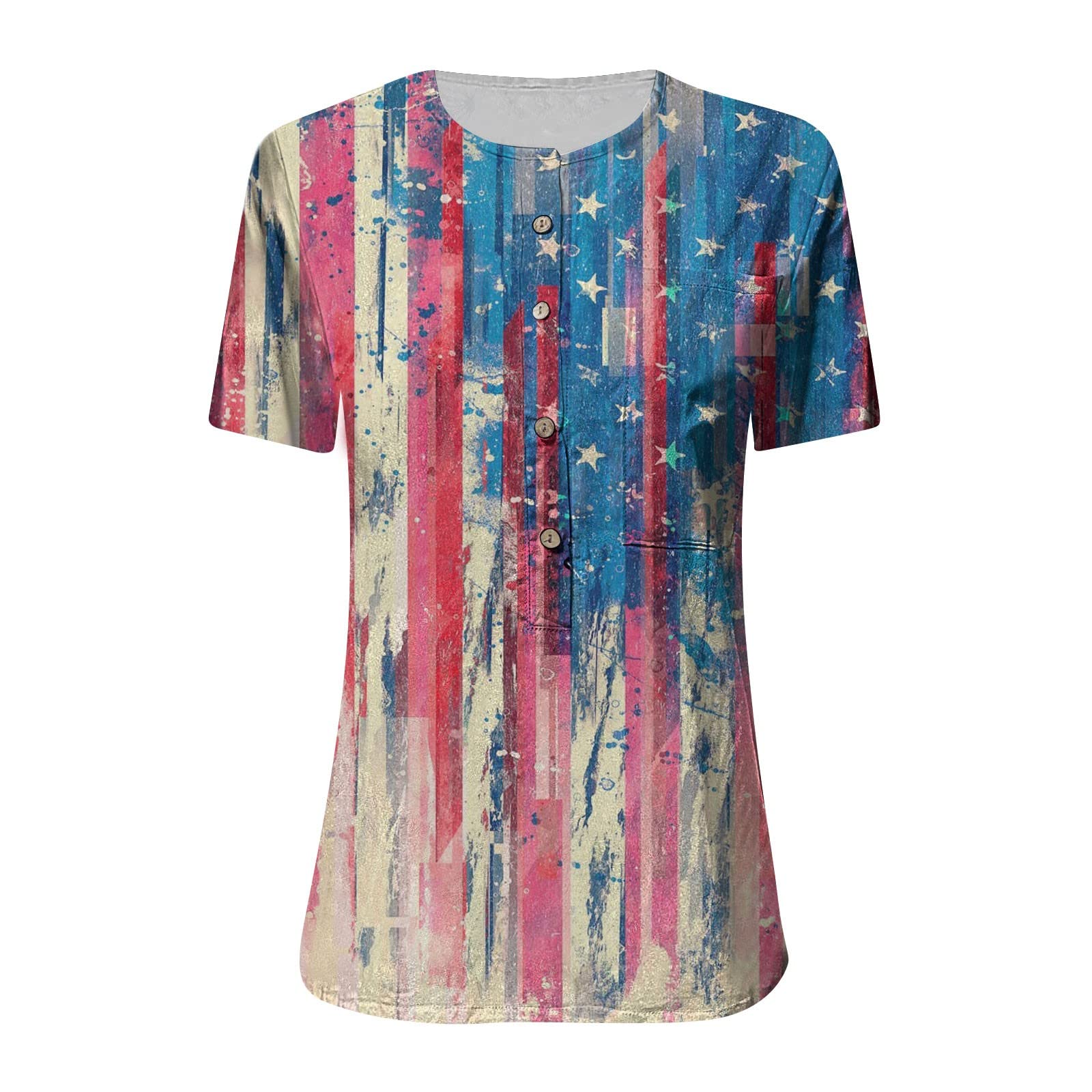 Women's Summer V-Neck Printed T-Shirt - Short Sleeve Casual Blouse Top | Perfect for Beach Outings, Date Nights & Weekend Wear
