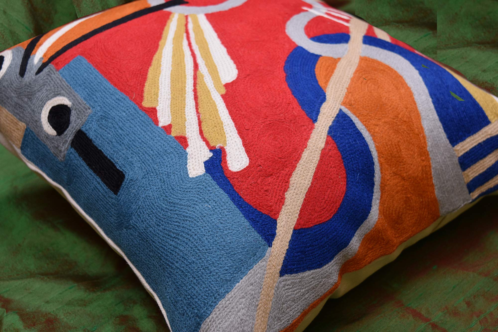 Kandinsky Modern Red Flow Abstract Couch Pillow Cover | Contemporary Handmade Wool Throw Pillow 18x18 | Mid Century Chair Cushion for Living Room, Bedroom & Outdoor Decor