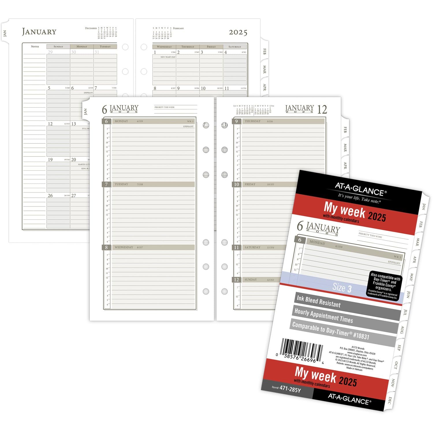 AT-A-GLANCE 2025 Weekly & Monthly Planner Refill - 3.75