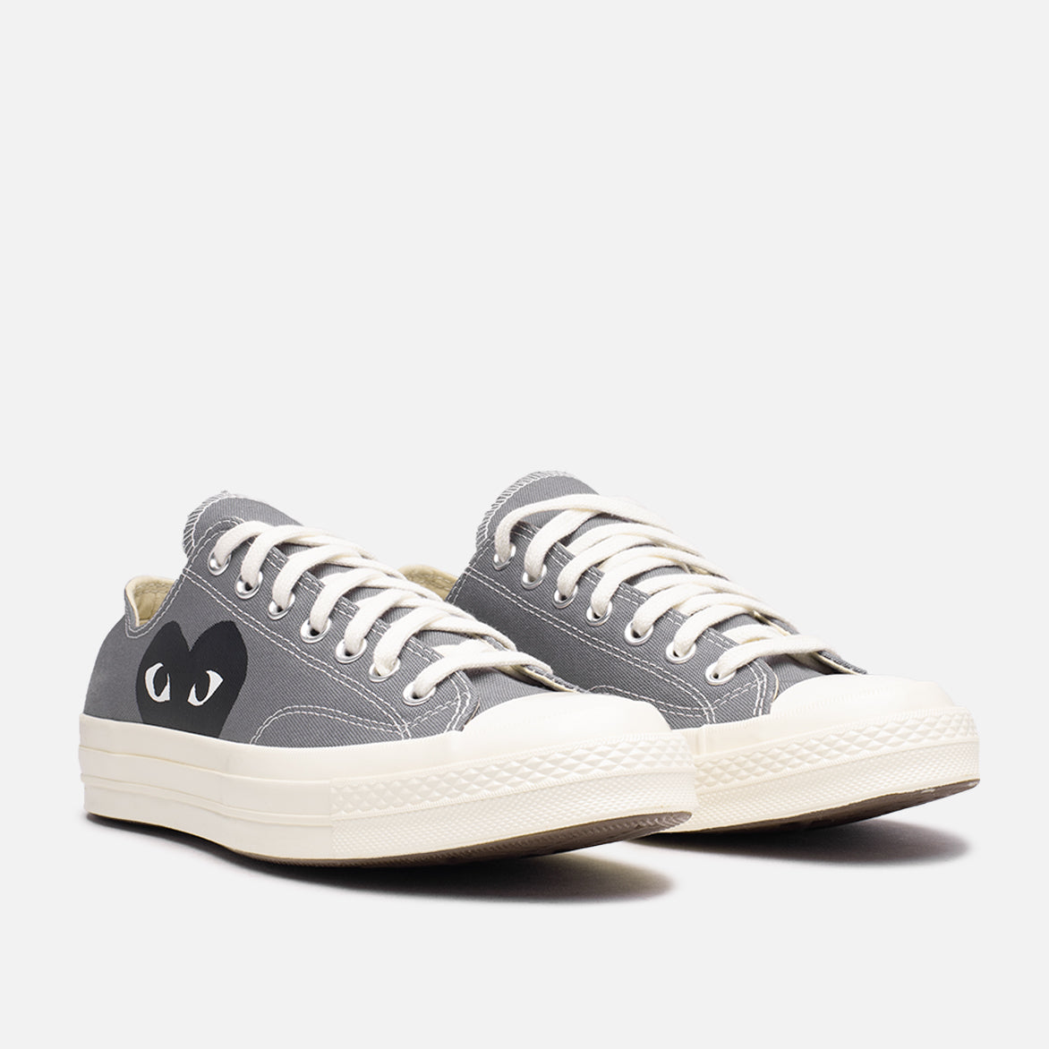 CDG PLAY x Converse Chuck 70 Ox Sneakers - Black Heart & Steel Grey | Unisex High-Top Canvas Shoes for Streetwear & Casual Outfits