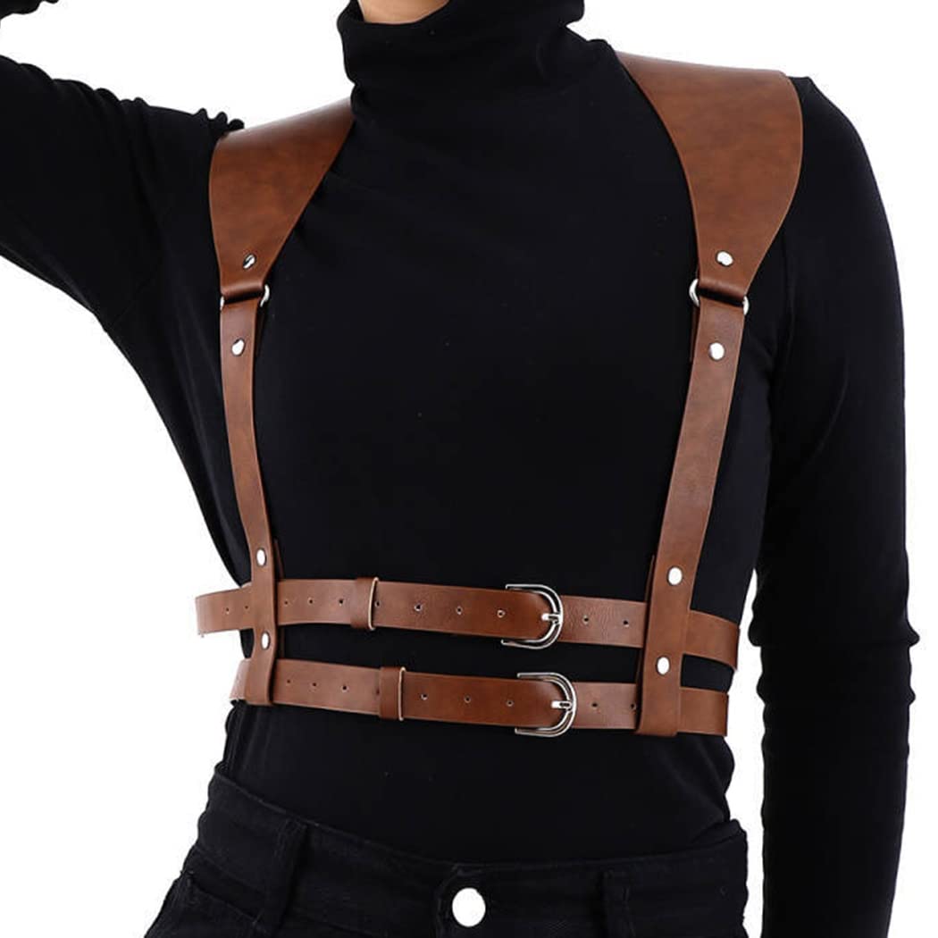 ASOOLL Punk Leather Waist Belt & Body Harness - Gothic Fashion Accessory for Women & Girls - Perfect for Rave Parties, Club Nights, Cosplay & Festival Outfits