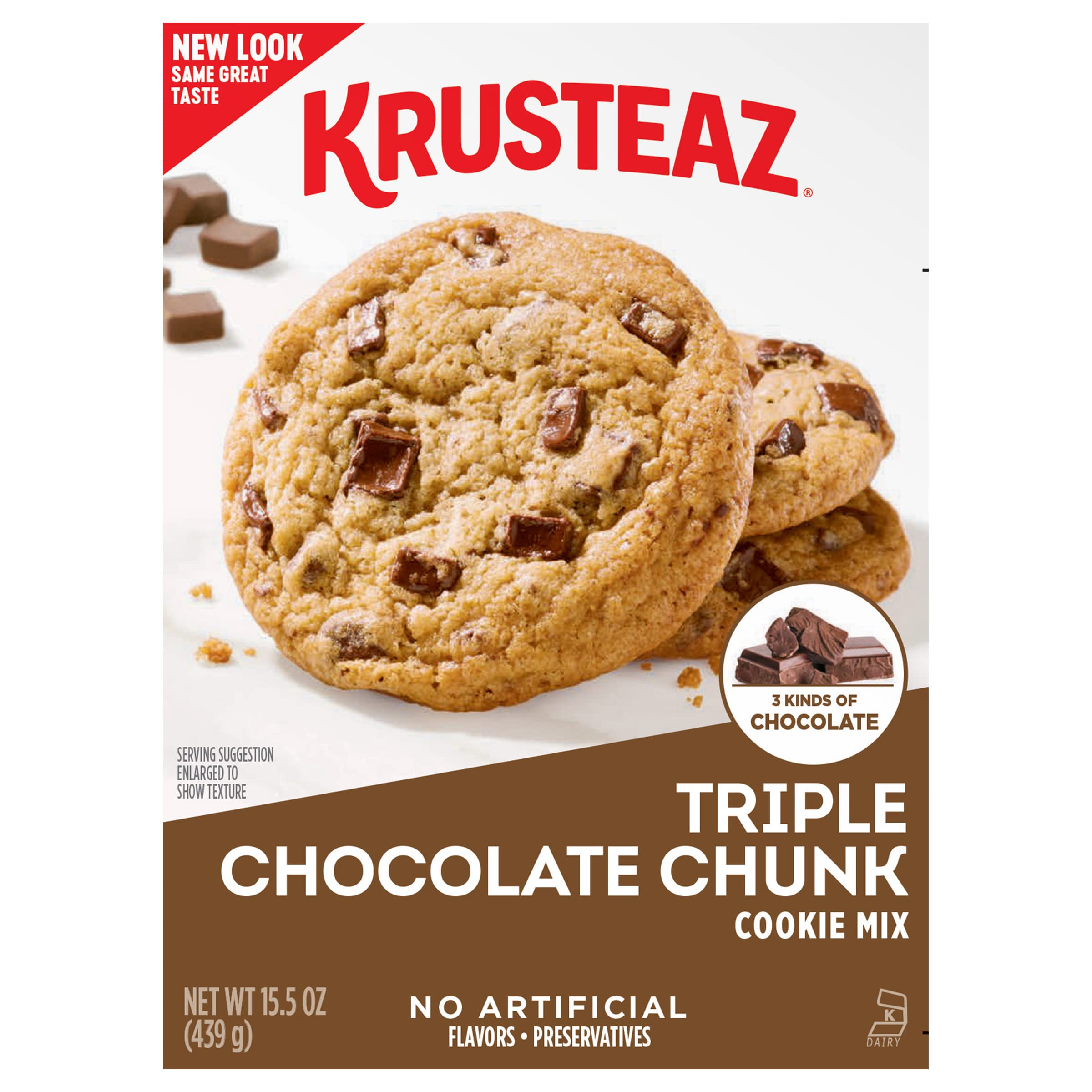 Krusteaz Triple Chocolate Chunk Cookie Mix - Bakery Style with 3 Types of Chocolate - 15.5 Oz (Pack of 12) - Perfect for Holiday Baking, Parties & Family Desserts