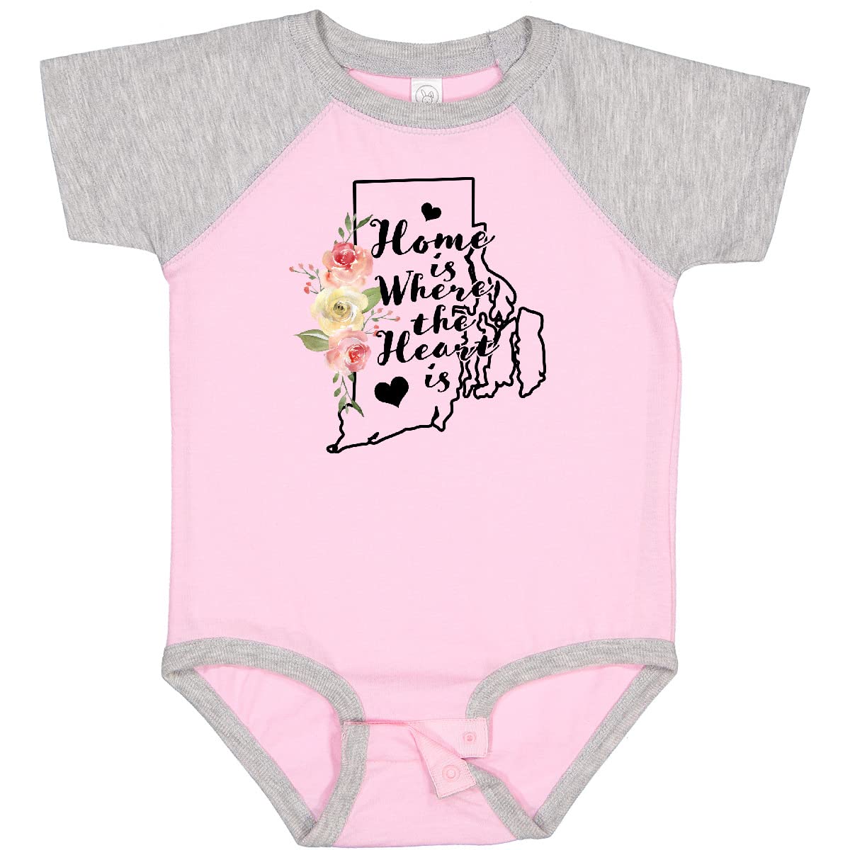 Inktastic Rhode Island Home is Where The Heart is Watercolor Baby Bodysuit - Soft Cotton Infant Onesie for Newborns & Babies - Perfect for Family Photos, Holidays & Gifts
