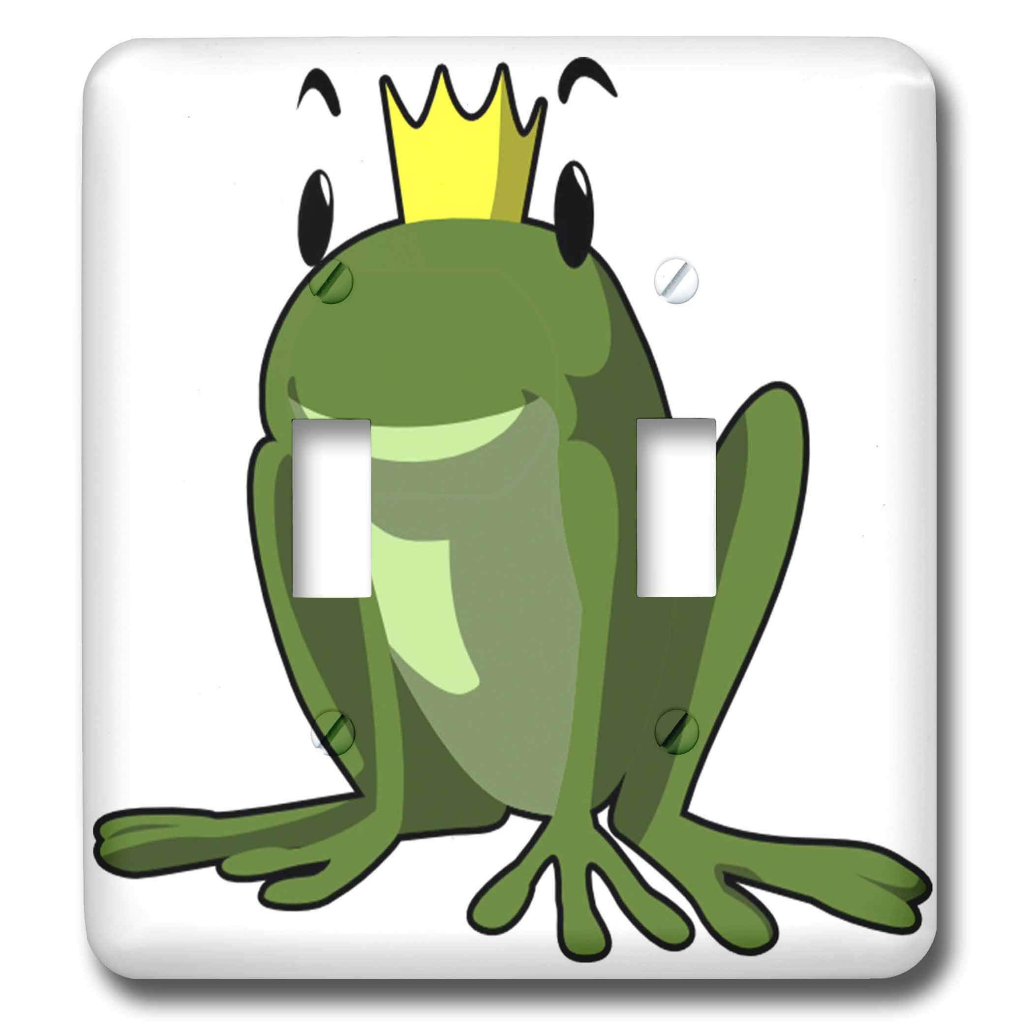 3D Rose Green Prince Frog with Crown Double Toggle Switch - Decorative Wall Plate Cover for Home, Office, or Kids Room Decor