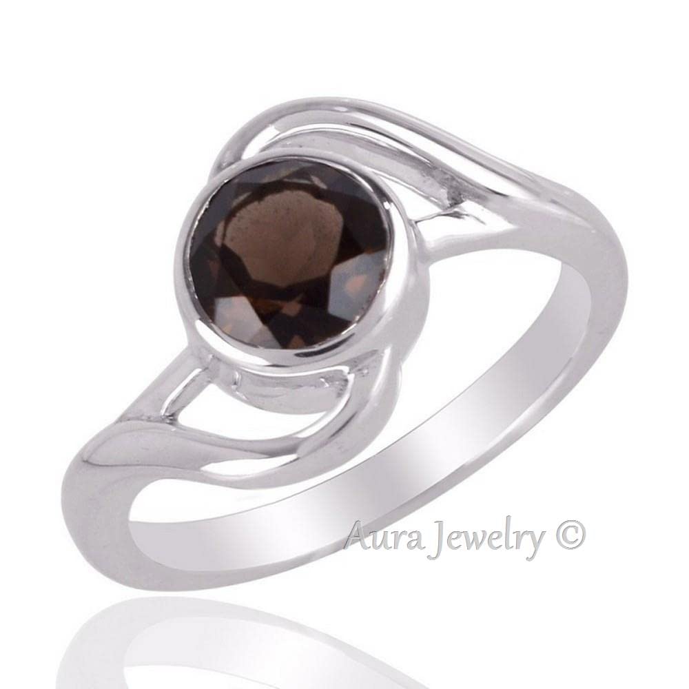 925 Sterling Silver Smokey Quartz Ring - Women's Handmade Jewelry Gift for Mother's Day & Bridesmaids - Elegant Cocktail Party Wear