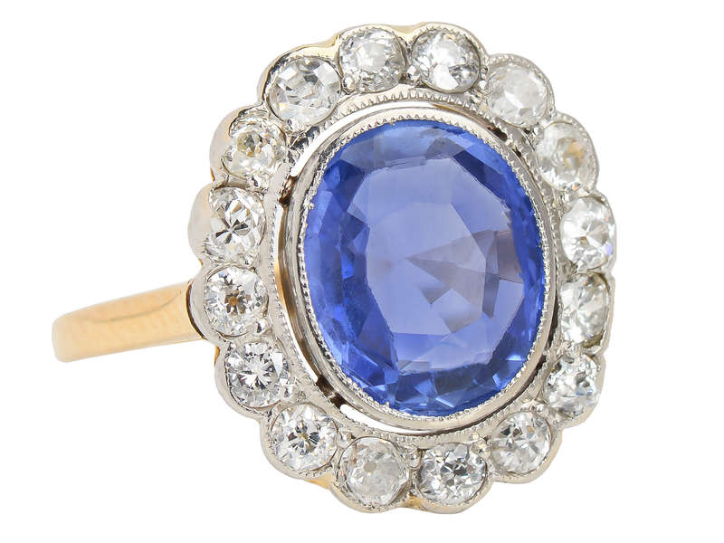 Eco-Friendly Sapphire Diamond Halo Ring - 14K Gold Engagement Wedding Band for Women, Ethical & Sustainable Jewelry Gift for Anniversary, Valentine's Day & Special Occasions