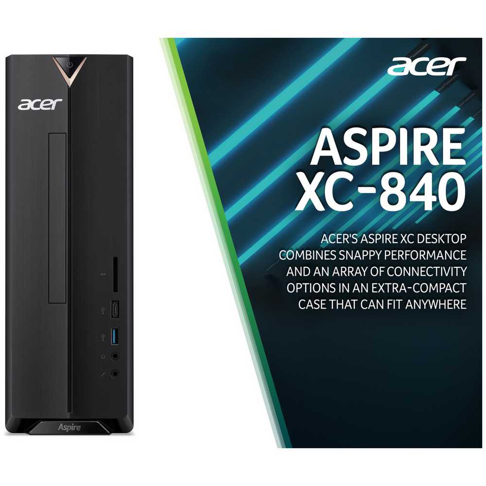 Acer Aspire XC 840 Desktop PC - Intel Pentium Silver Processor, 8GB RAM, 256GB SSD | Fast & Reliable Home & Office Computer for Work, Study & Entertainment