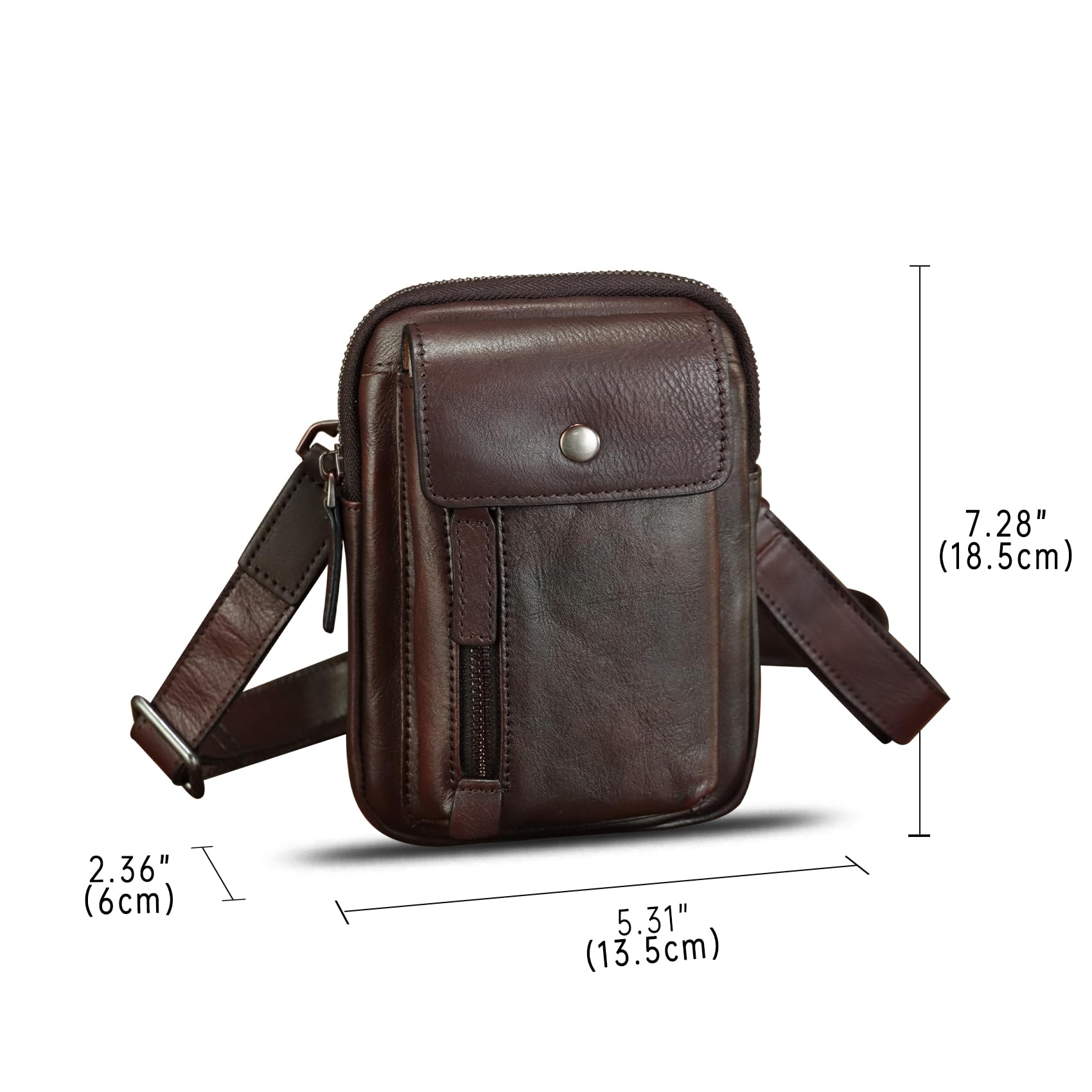 Genuine Leather Waist Bag for Men & Women - Adjustable Strap Fanny Pack, Crossbody Shoulder Bag with Phone Pocket (Coffee Brown) - Perfect for Travel, Hiking, Concerts & Everyday Use
