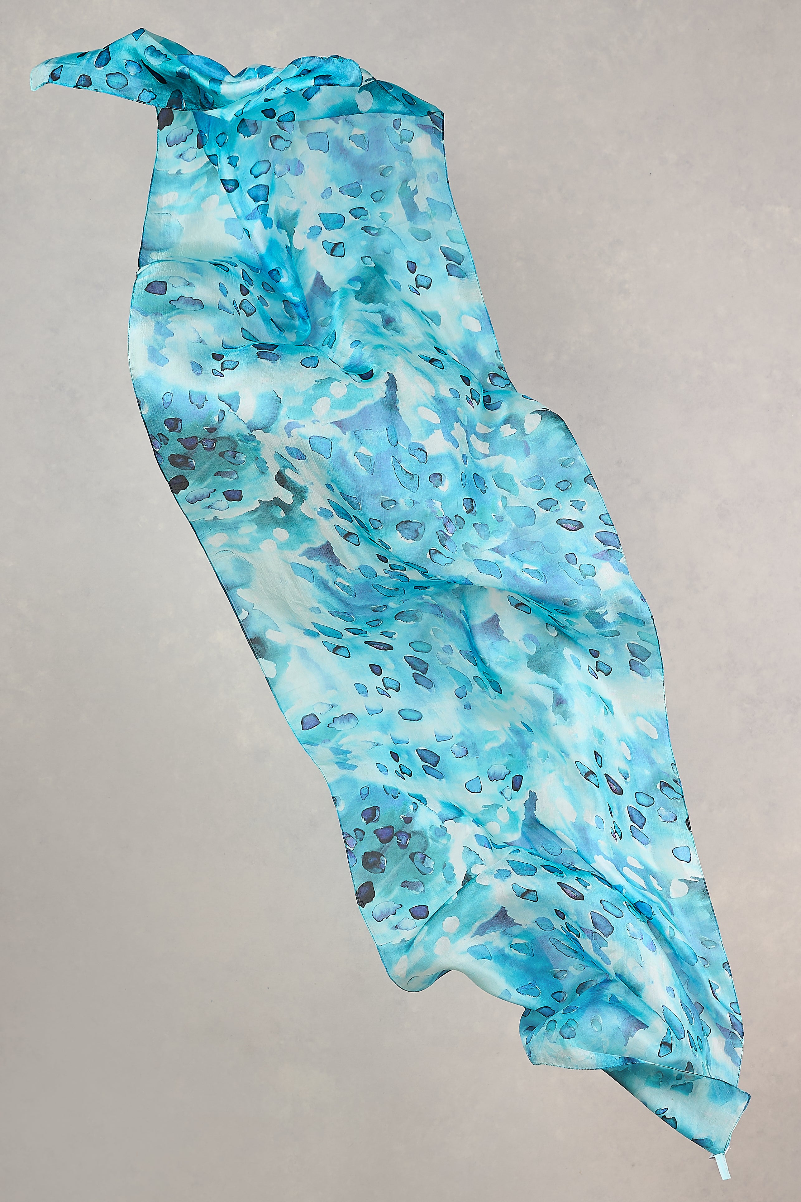Elegant Blue Raindrops Silk Scarf for Women - Soft & Lightweight Fashion Accessory for Dresses, Office Wear & Special Occasions