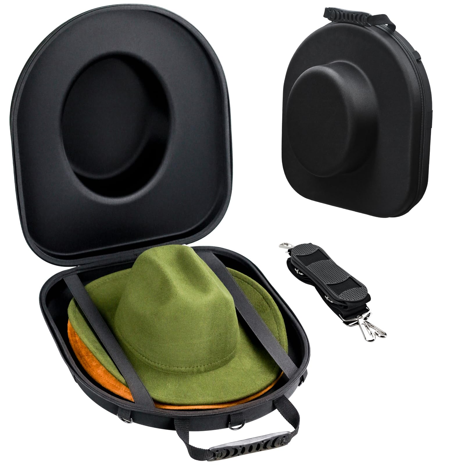 Crush Proof Cowboy Hat Travel Case - Durable Fedora & Panama Straw Hat Carrier (17x15) for Airplane, Road Trips & Outdoor Adventures