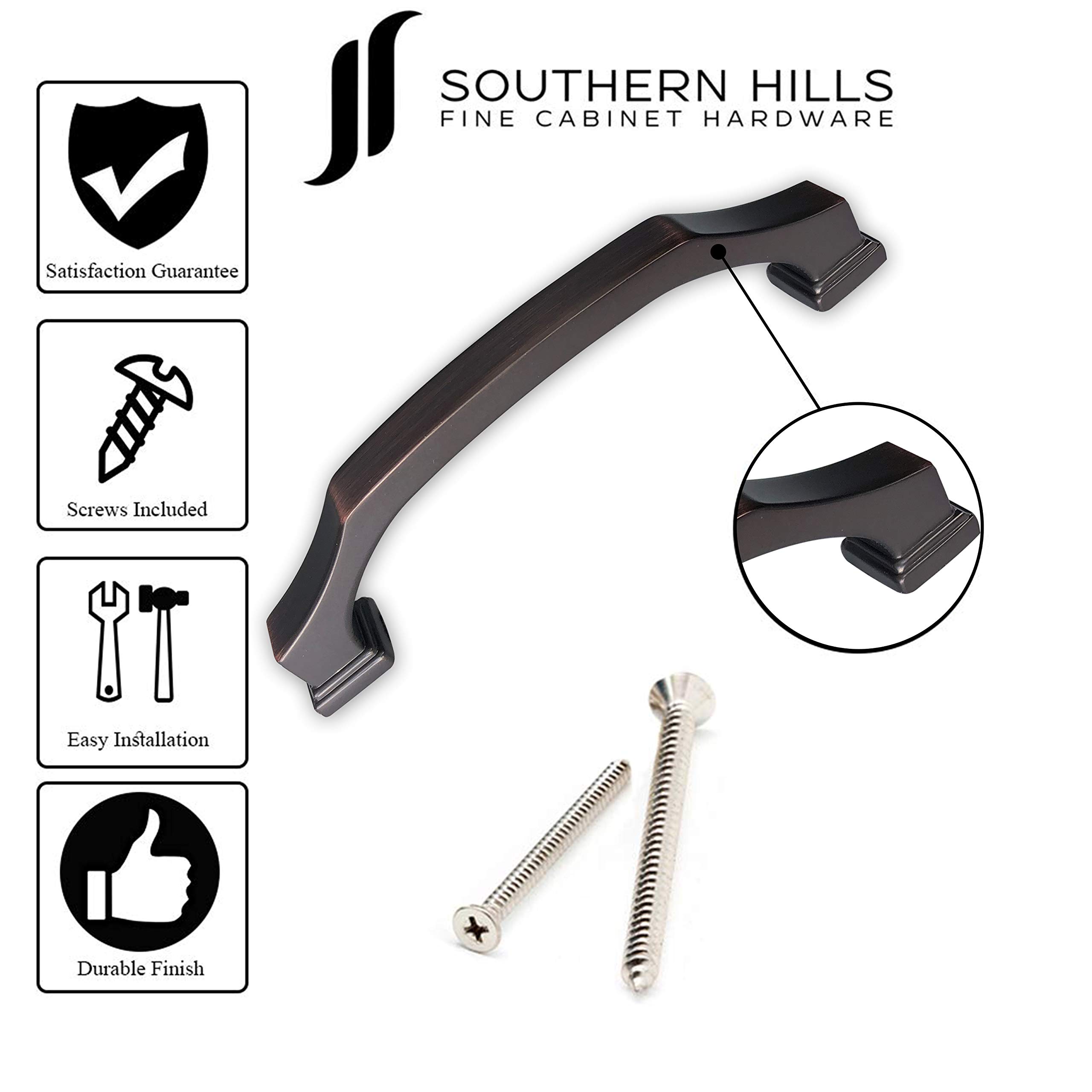 Southern Hills Oil Rubbed Bronze Cabinet Pulls - 5 Pack for Kitchen & Cupboard Hardware | SH3902-96-ORB-5