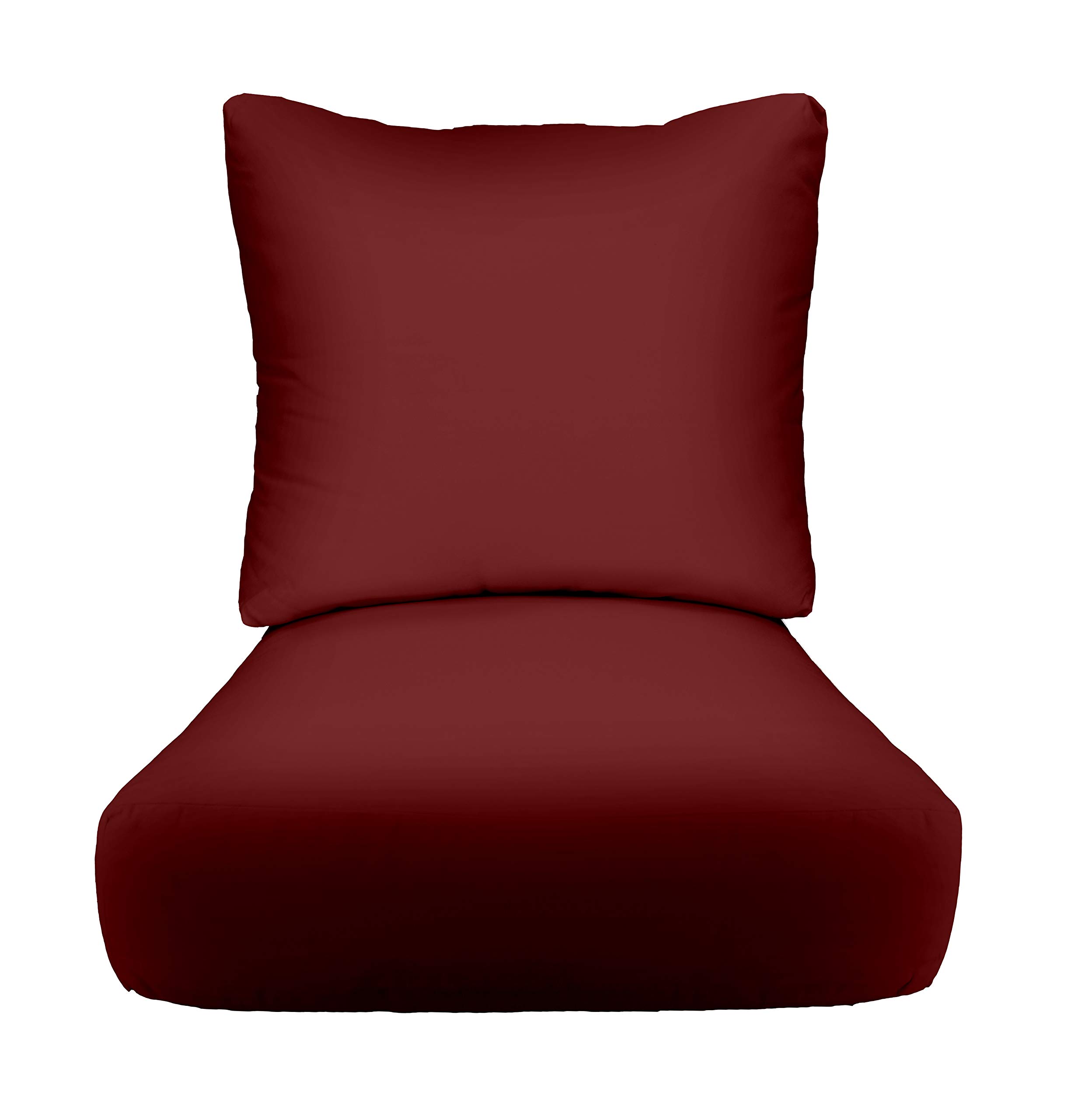 Sunbrella Deep Seating Cushion with Pillow Back - 24” x 27” Waterproof & Fade-Resistant Outdoor Chair Cushion Set for Patio Furniture in Burgundy Canvas | Perfect for Poolside Lounging, Garden Relaxation & Backyard Decor