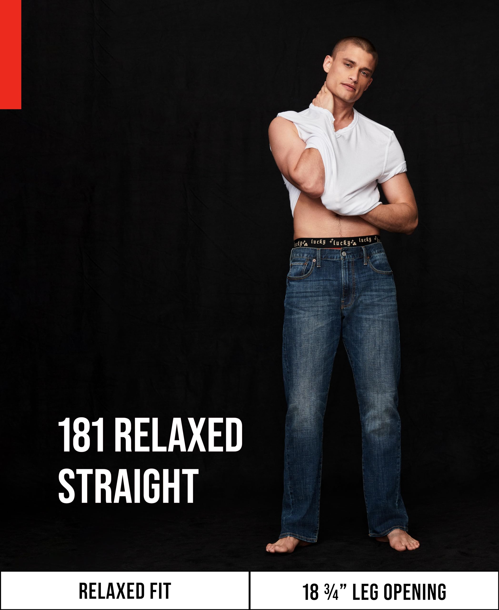 Lucky Brand Men's 181 Relaxed Straight Fit Jeans | Comfortable Denim Pants for Casual Wear | Perfect for Everyday Outfits, Work & Weekend Activities