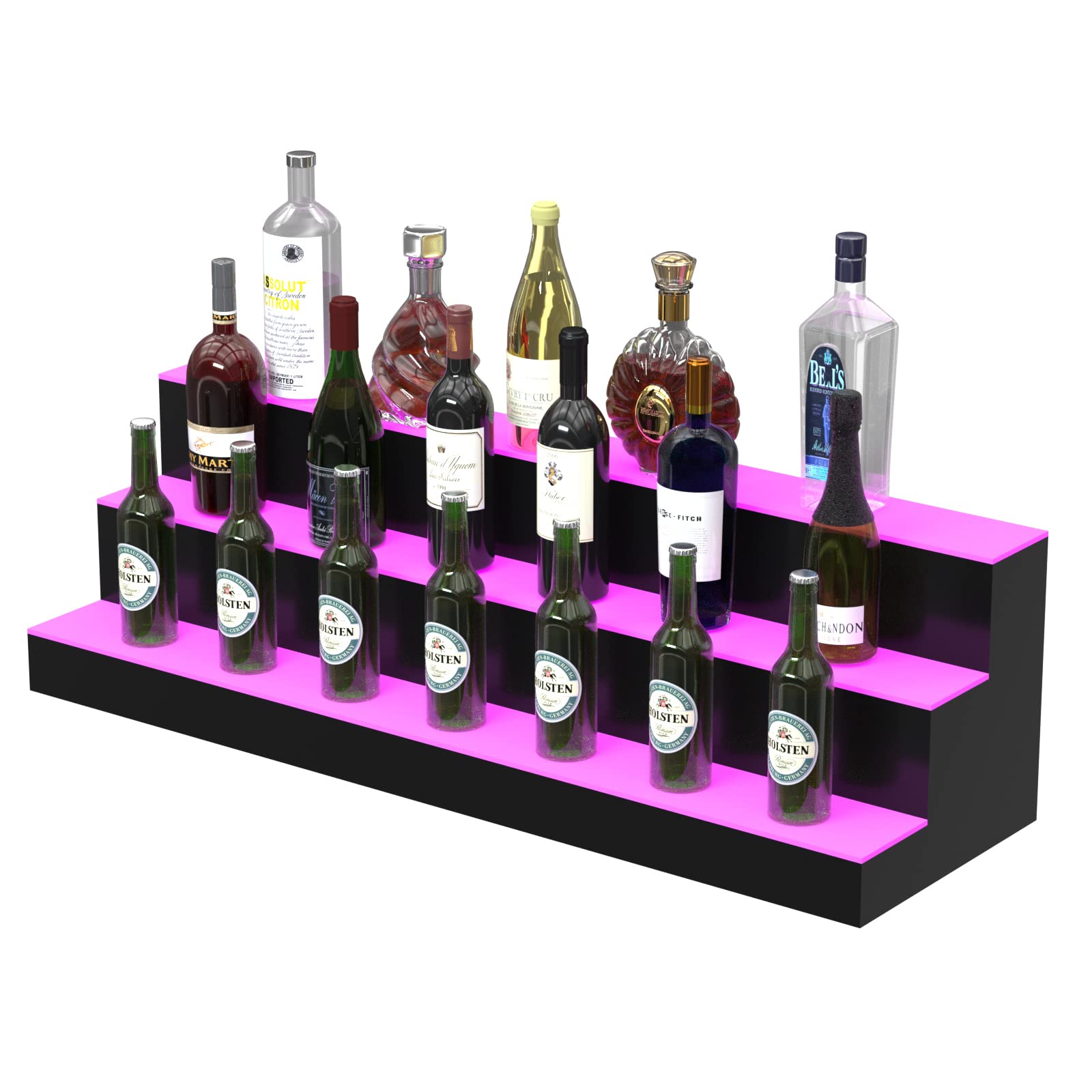 40 Inch LED Liquor Bottle Display Shelf - 3-Tier Lighted Acrylic Bar Shelf with RF Remote Control for Home & Commercial Use | Perfect for Bars, Restaurants, and Liquor Stores