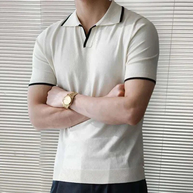 Men's Knitted Polo Collar T-Shirt - Soft Cotton Casual Shirt for Everyday Wear | Perfect for Work, Office, and Weekend Outfits