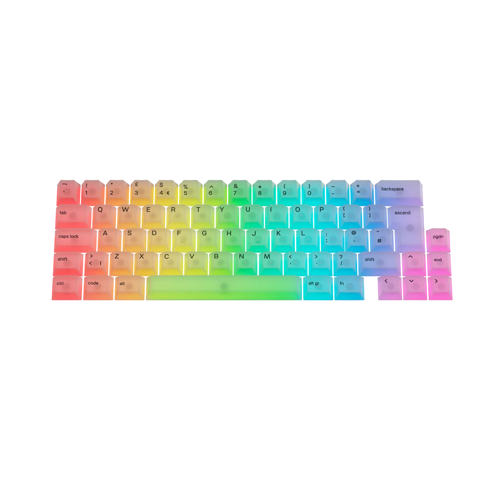 Polychroma Keycaps for Mechanical Keyboards - Custom RGB Backlit Keycaps for UK Layout (Ideal for Gaming, Typing & Office Use)