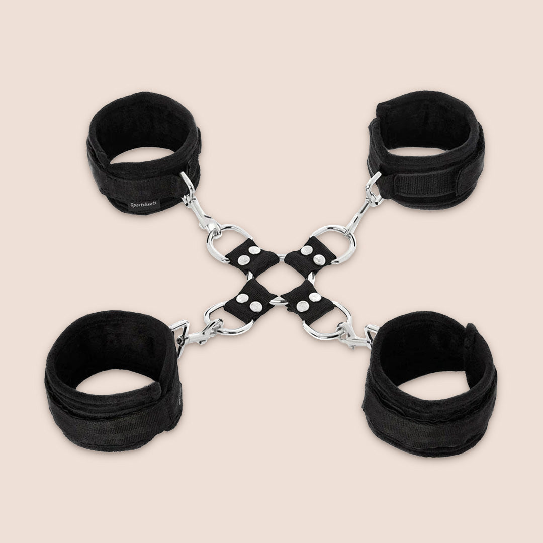 Sportsheets 5-Piece Hog Tie & Cuff Set - Adjustable Bondage Restraints with 4 Detachable Cuffs for BDSM, Couples Play & Spicing Up Your Bedroom