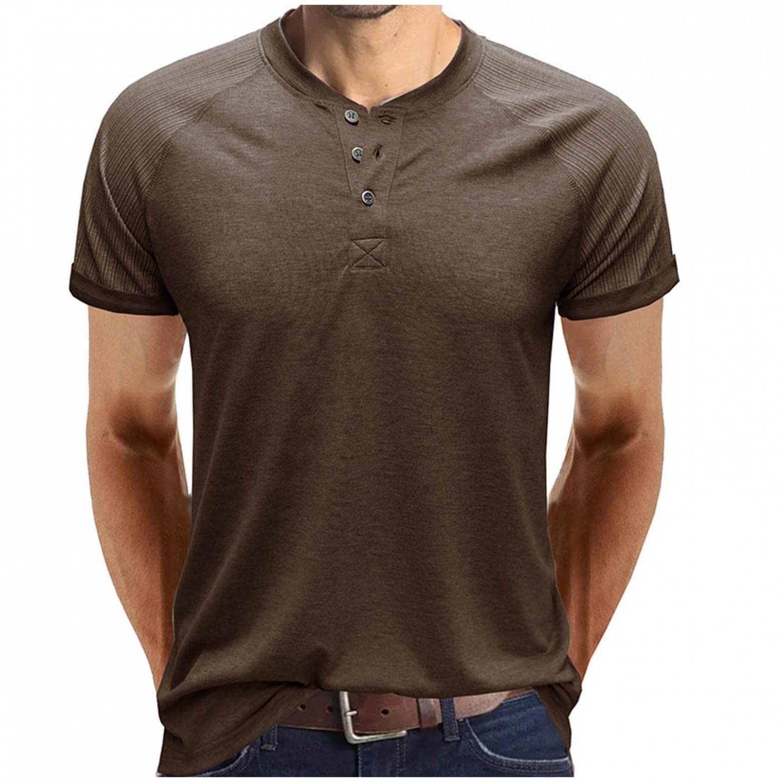 Men's Short Sleeve Henley T-Shirts with Button Placket - Comfortable Plain Casual Tees for Summer | Perfect for Outdoor Activities, Beach Wear & Everyday Outfits