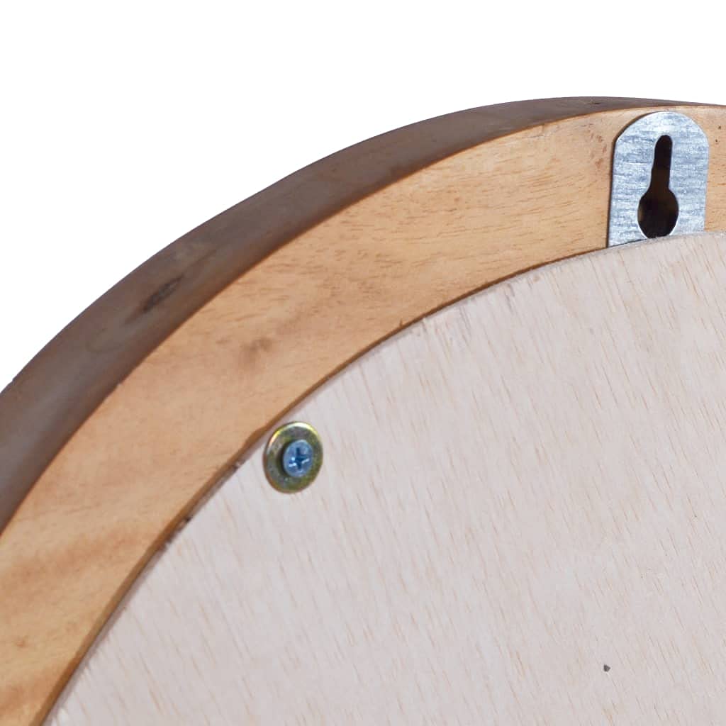 Rustic Teak Wood Round Wall Mirror 23.6