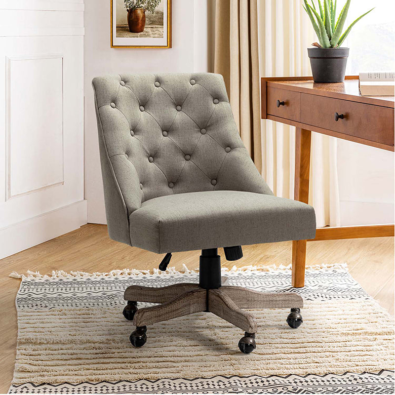 Estelle Upholstered Tufted Office Chair - Ergonomic Desk Chair with Lumbar Support for Home & Office Workspace | Comfortable Computer Chair for Long Hours Sitting