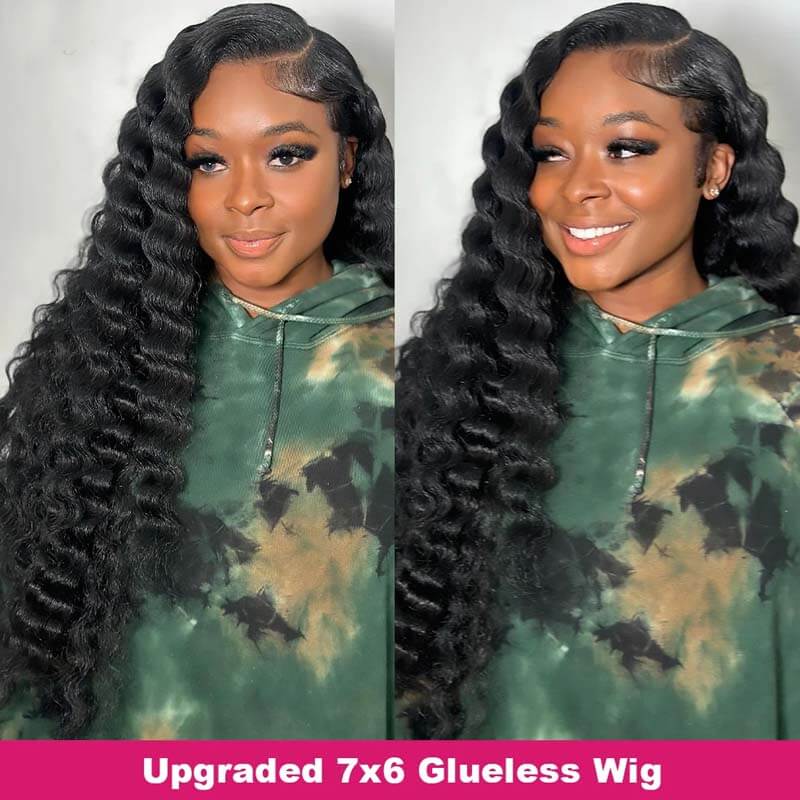 Eullair Wear and Go Glueless Human Hair Wigs - 9x6 Parting Max, Bye Bye Knots Lace Front, Pre-Bleached & Pre-Plucked Loose Deep Wave Wig for Everyday Wear & Special Occasions