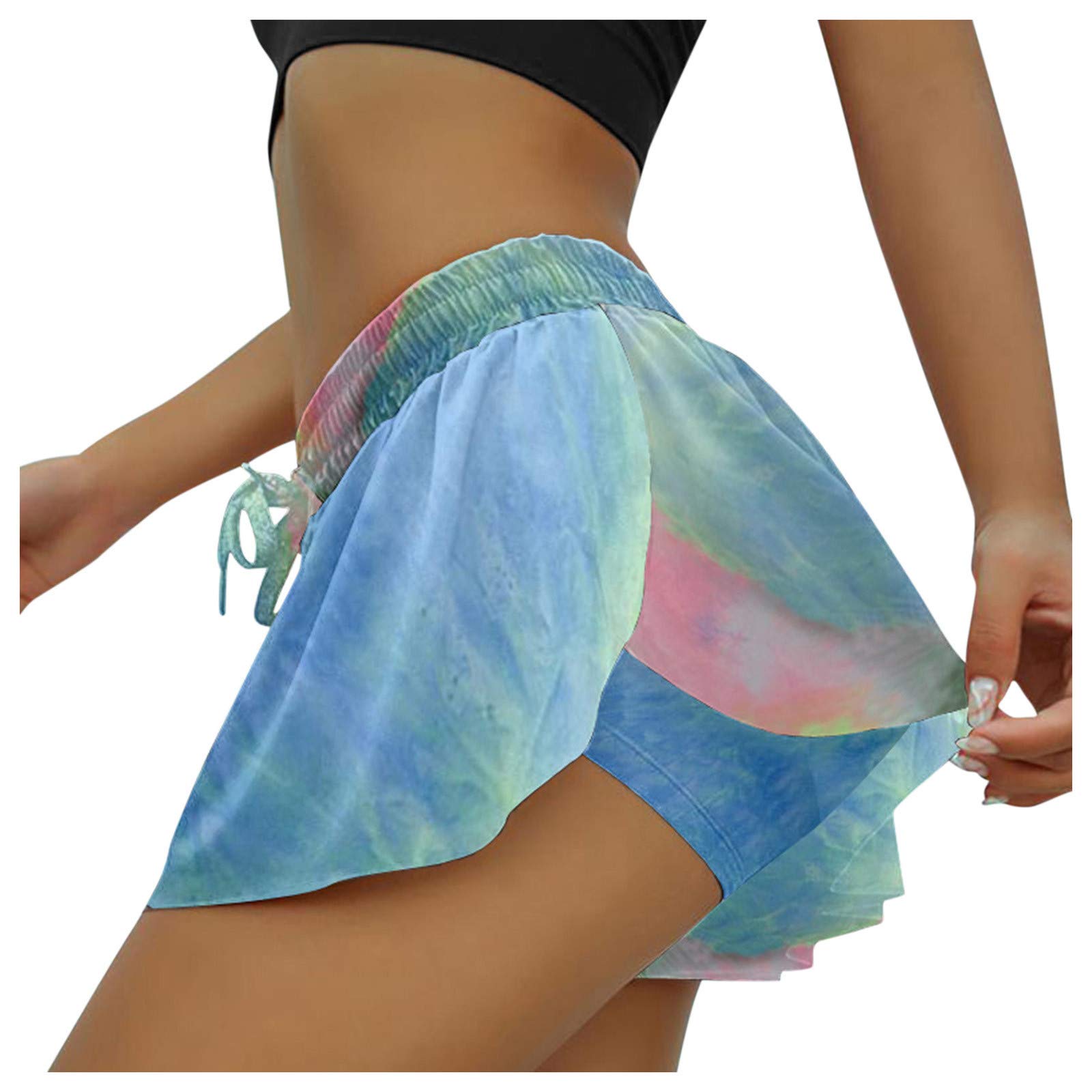 BODOAO Women's 2-in-1 Running & Yoga Shorts - Quick Dry Double Layer Athletic Shorts with Drawstring Waist & Flowy Hem - Perfect for Gym, Workout, Fitness & Outdoor Activities