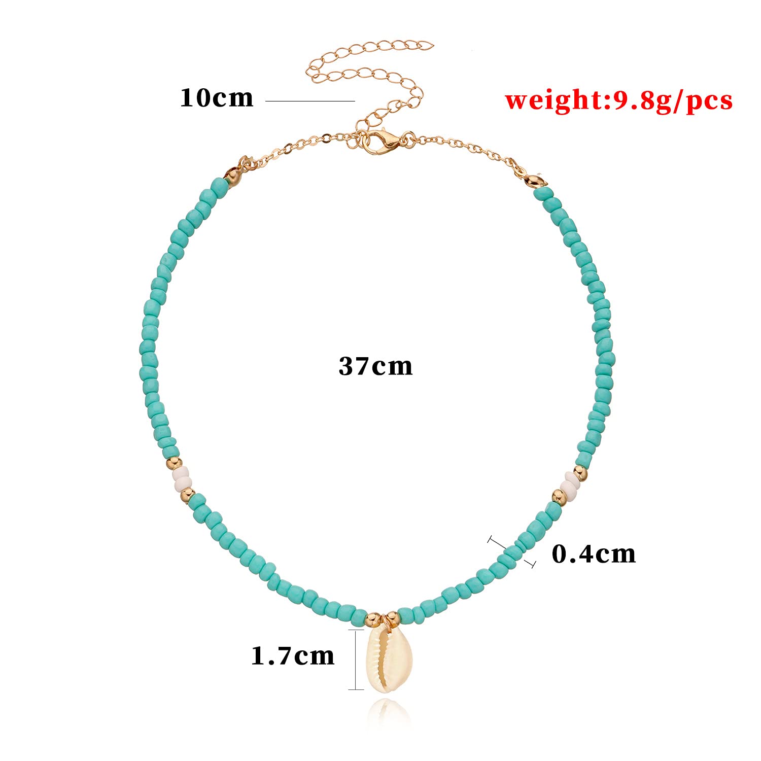 Bohemian Shell Pendant Necklace for Women - Natural Turquoise Bead Conch Choker with Chain | Perfect for Beach Vacations, Music Festivals & Boho Fashion Outfits