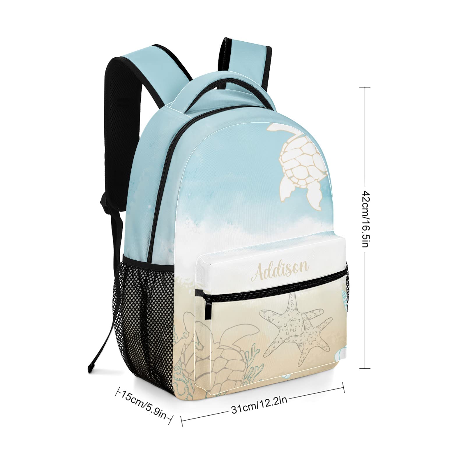 Custom Personalized Sea Turtle Backpack for Kids & Teens - School, Travel & Beach Bookbag for Boys & Girls - Perfect for School, Outings & Beach Trips