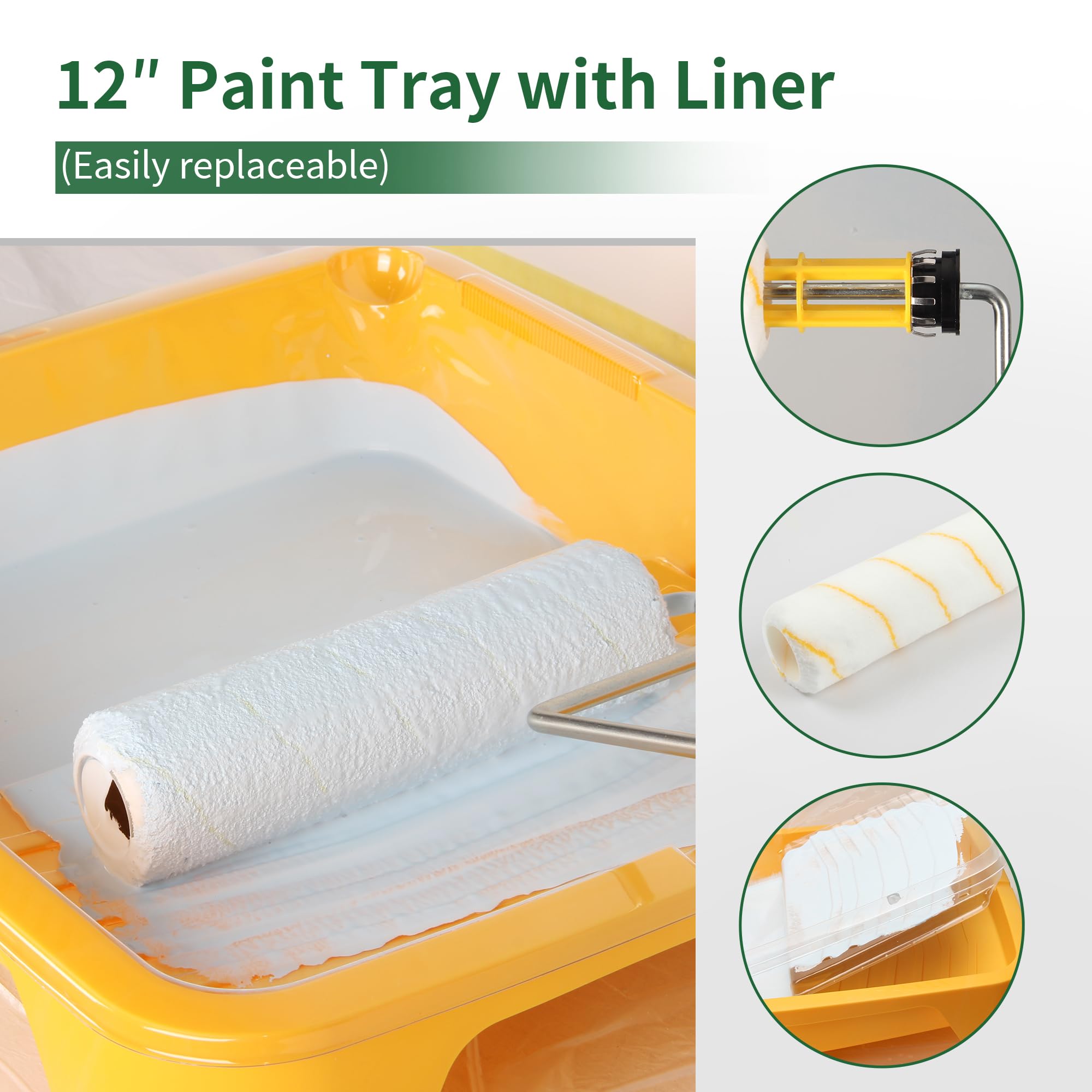 VOOMEY 28-Piece Professional Paint Roller Kit - 9-Inch Roller with Extension Pole, Small Roller, Covers, Tray & Brushes - Perfect for Interior Walls, Ceilings & DIY Home Painting Projects