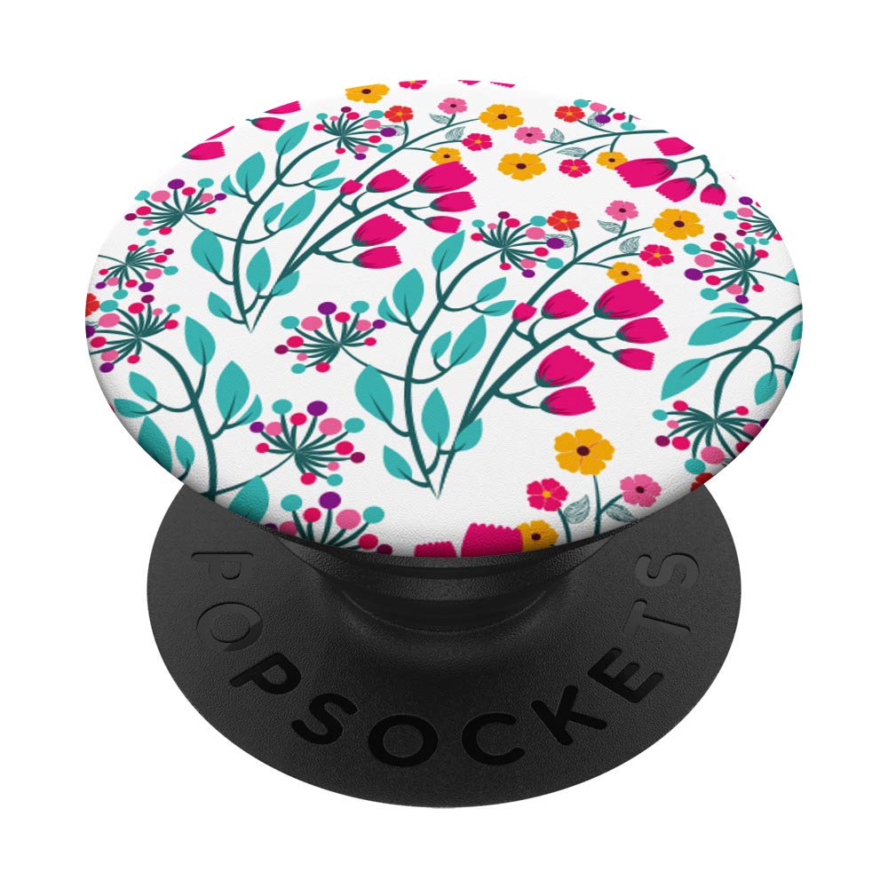 White Floral PopSockets Phone Grip & Stand - Expandable Holder for iPhone, Samsung, Tablets - Perfect for Home, Office & Travel Accessories