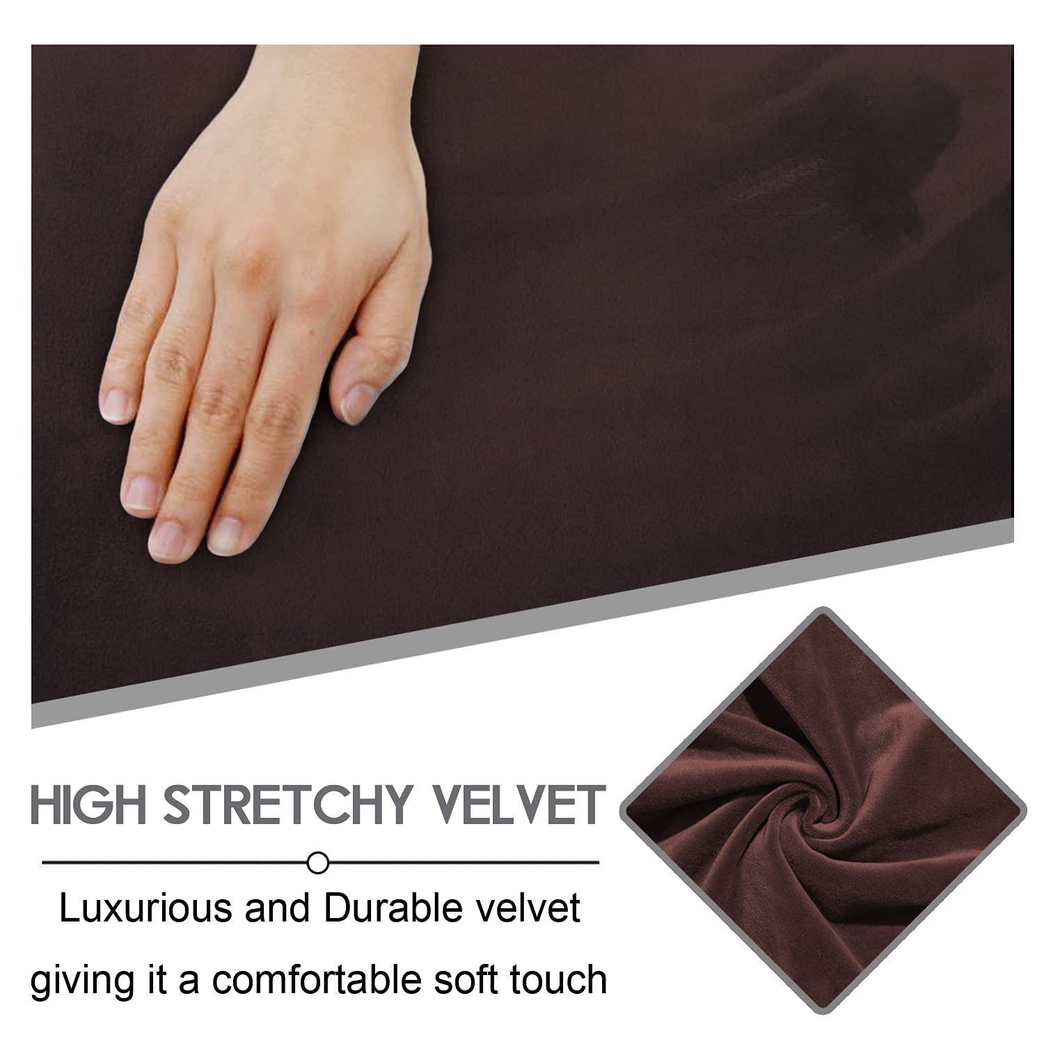 ULTICOR 7-Piece L-Shaped Sectional Sofa Cover - Velvet Stretch Reclining Couch Covers for 5-Seat Sofa, Thick Soft Washable Fabric (Chocolate Brown) - Perfect for Living Room, Home Theater & Family Gatherings