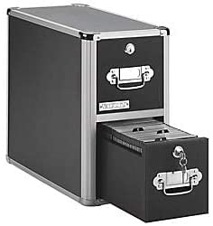 Secure CD Storage Cabinet - 2-Drawer Lockable DVD Organizer (8x14.5x15.5
