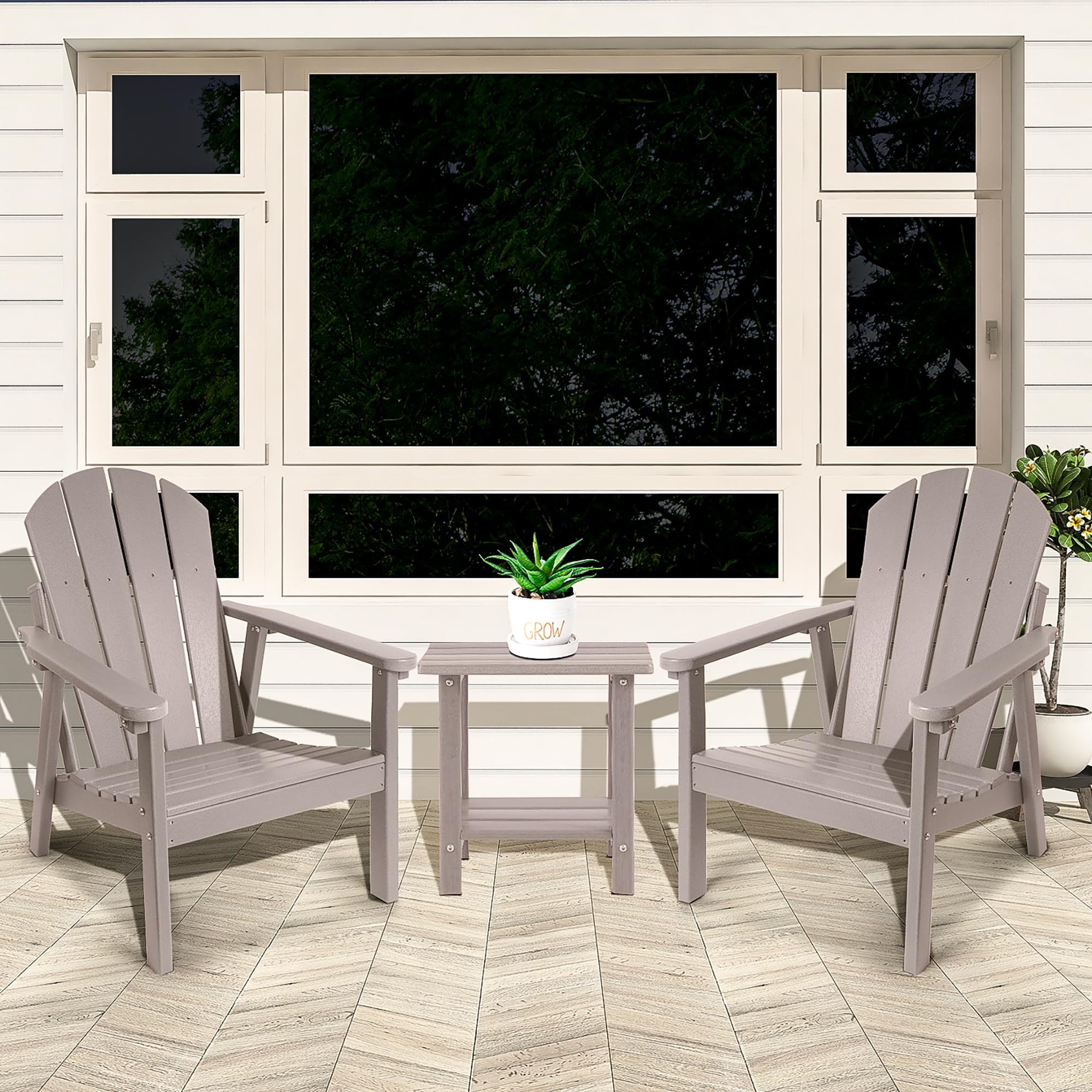 Premium HDPE All-Weather Adirondack Chair Set of 2 - Durable Outdoor Patio Chairs for Fire Pit, Lawn, Deck & Poolside - Perfect for Backyard Relaxation, Garden Lounging & Outdoor Entertaining