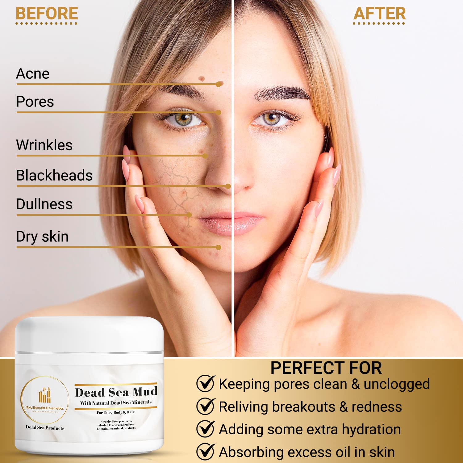 Dead Sea Mud Mask for Face & Body - Deep Cleansing & Moisturizing Treatment for Acne & Blackheads - Natural Skincare for Women & Men - 7.05 oz - Made in Jordan - Perfect for Spa Days & At-Home Self Care