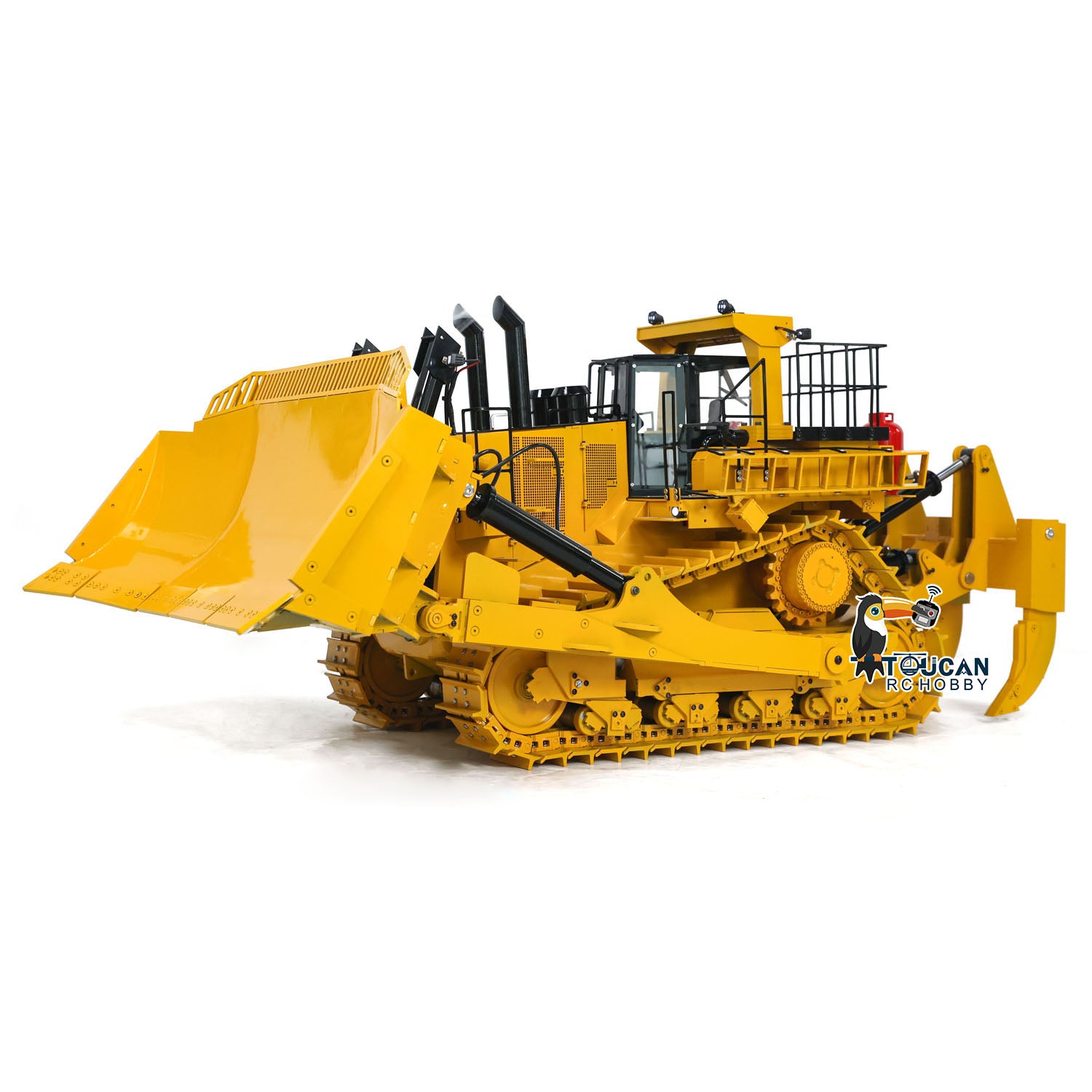 TOUCAN 110KG D11T 1/10 Scale RC Hydraulic Bulldozer - Heavy Duty Metal Remote Control Construction Dozer with 3 Plows - Ready to Run for Backyard Construction, Crawler Tractor Racing & RC Enthusiasts
