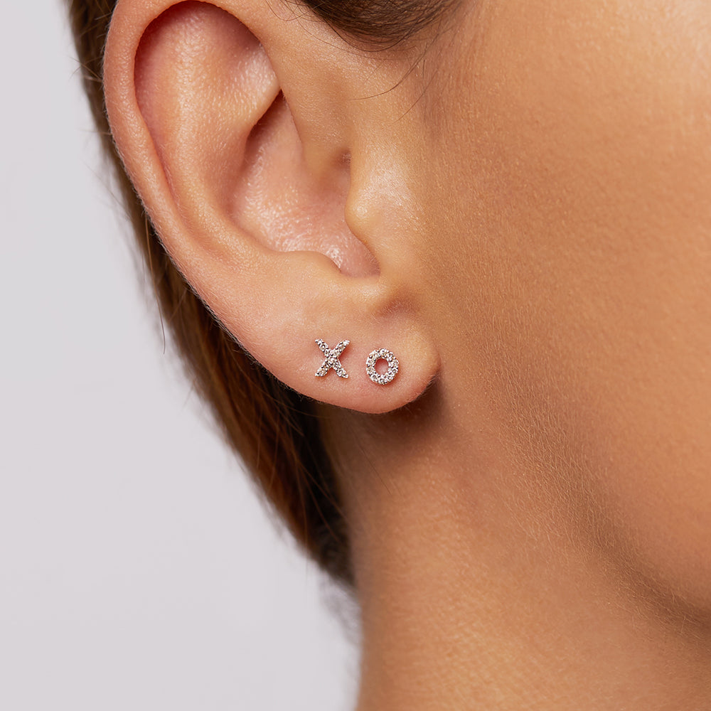 Diamond Letter X Single Stud Earring in Sterling Silver - Perfect for Gifts, Birthdays & Everyday Elegance
