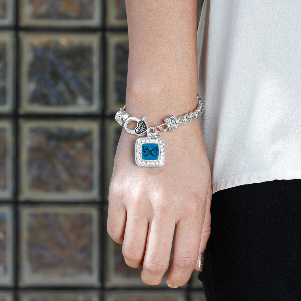 Inspired Silver - Sterling Silver Square Charm Bracelet with Cubic Zirconia Stones | Elegant Jewelry Gift for Women, Birthday, Anniversary & Special Occasions