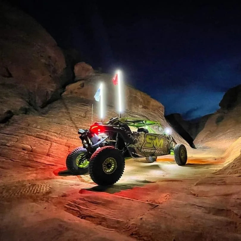 Infinite Offroad RGB+W LED Light Whips - Compatible with Rock Lights for Jeep, Truck & ATV - Off-Road & Night Driving Accessories