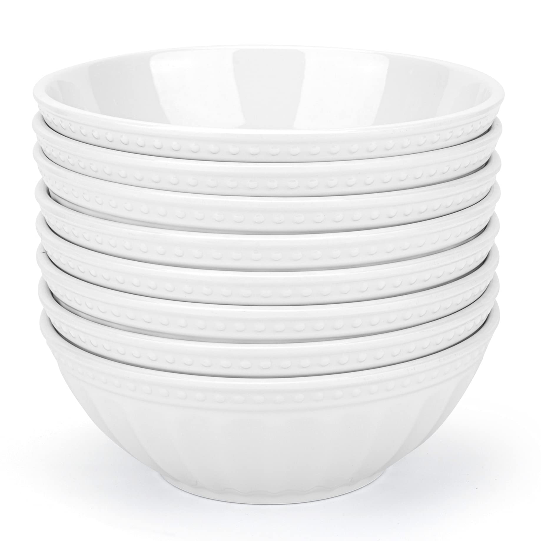 KX-WARE 7-inch Melamine Bowls, 30oz White Salad Pasta Dinner Bowls Set of 8 | Durable & Lightweight for Outdoor Picnics, Parties, and Everyday Dining