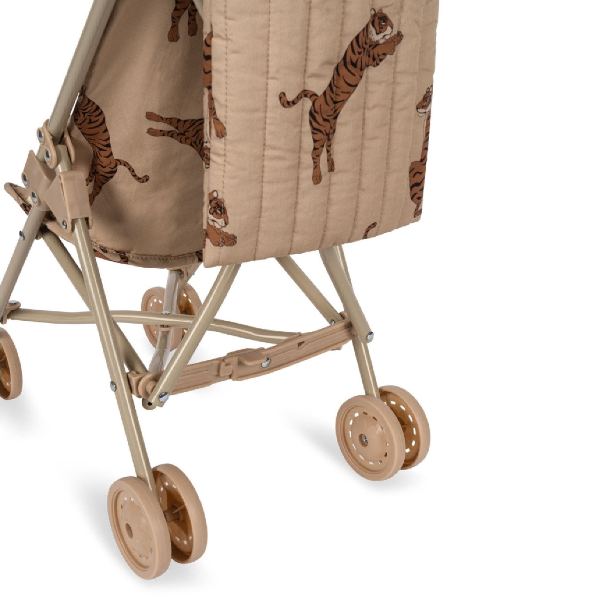 KONGES SLØJD Kids Doll Stroller - Premium Tiger/Oxford Tan Baby Doll Pushchair for Toddlers | Perfect for Pretend Play, Indoor Activities & Gift for Girls
