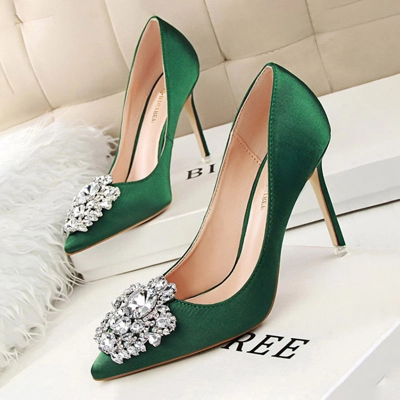BIGTREE Rhinestone Women's High Heel Pumps - Sexy Stiletto Wedding Party Shoes for Women | Elegant Luxury Heels for Bridal, Prom & Evening Events
