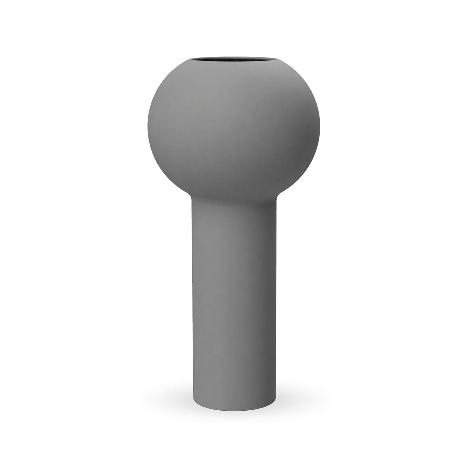 Modern Grey Ceramic Pillar Vase - 17cm Tall Home Decor for Living Room, Bedroom & Office - Minimalist Flower Vase for Centerpieces, Wedding Decor & Interior Design