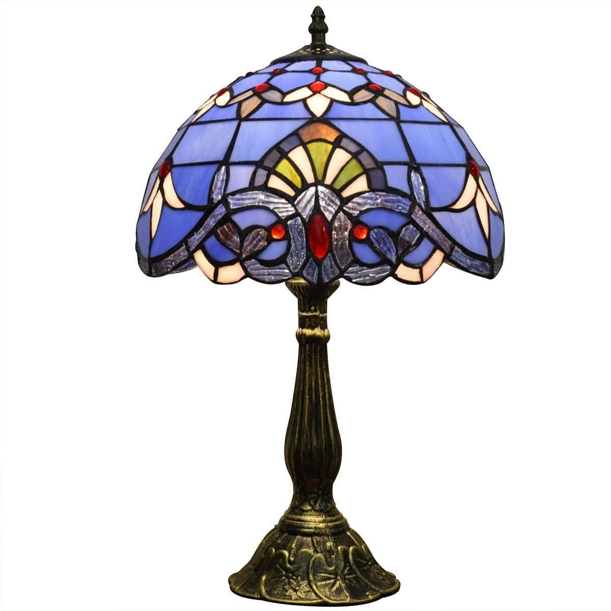 Handmade Tiffany Stained Glass Bedside Lamp - 18.9