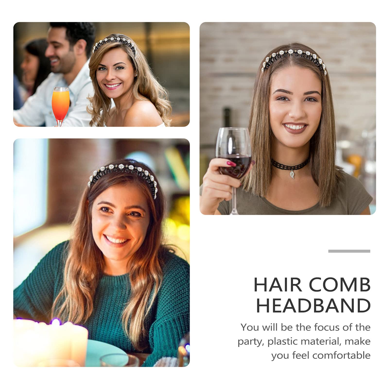 Beaupretty Pearl Headband Wide Comb Hairband - Elegant Pearls Hair Hoop with Teeth Comb for Women & Girls | Perfect Summer Hair Accessories for Weddings, Parties & Everyday Wear