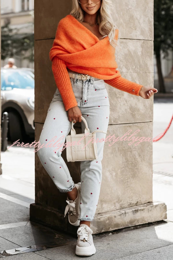 Cozy Two-Way Knit Off-Shoulder Relaxed Poncho Sweater - Perfect for Fall Layering & Casual Outings